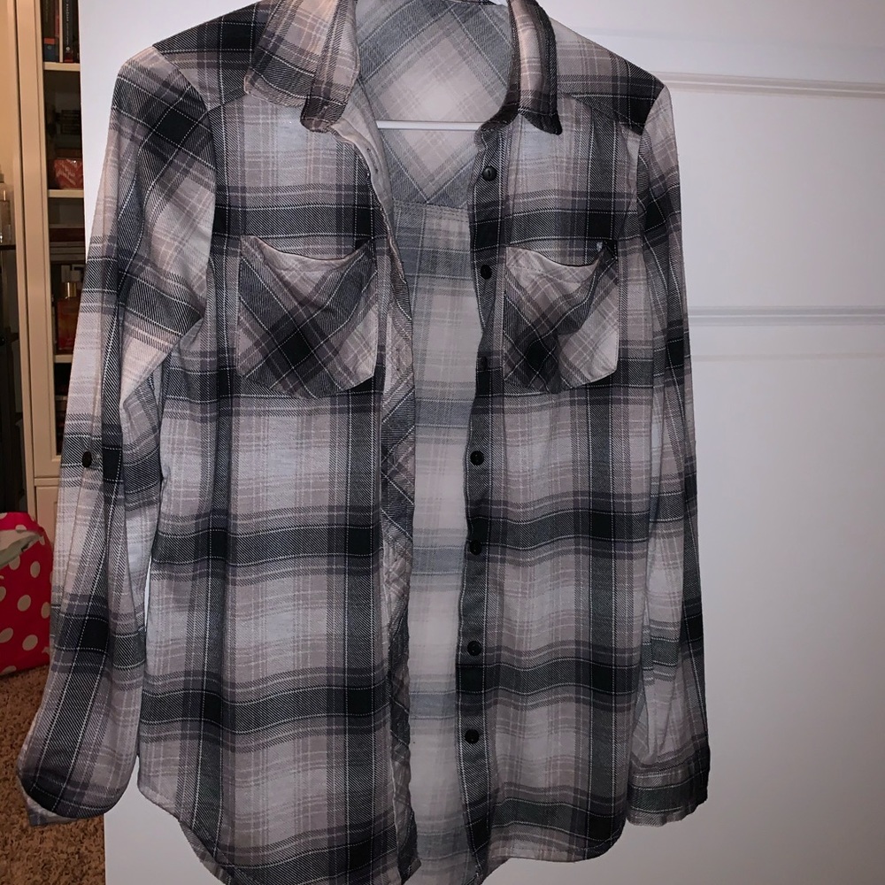 Fashion Nova Gray Plaid Top